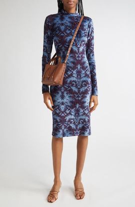Etro Etro Paisley Burnout Long Sleeve Jersey Dress