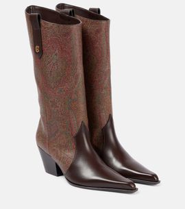 Etro Etro Paisley jacquard knee-high boots