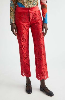 Etro Etro Paisley Eyelet Duchess Satin Trousers