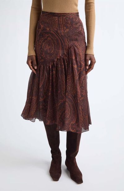 Etro Paisley Print Asymmetric Silk Skirt