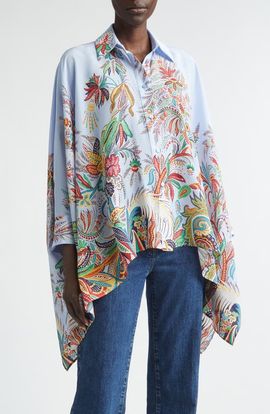 Etro Etro Paisley Print Handkerchief Hem Silk Button-Up Shirt