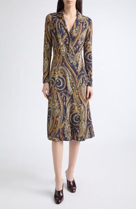 Etro Etro Paisley Print Long Sleeve Jersey Dress