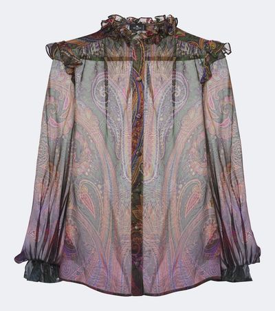 Etro Etro Paisley ruffled silk chiffon shirt
