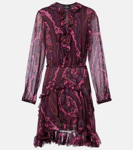 Etro Etro Paisley ruffled silk minidress