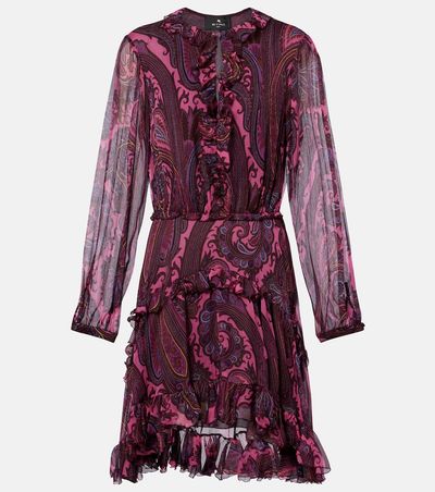 Etro Etro Paisley ruffled silk minidress