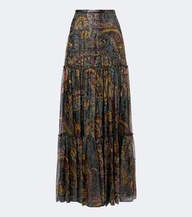 Etro Etro Paisley silk-blend tiered maxi skirt