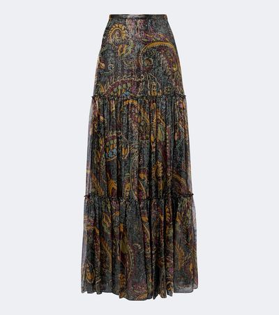 Etro Etro Paisley silk-blend tiered maxi skirt