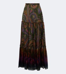 Etro Etro Paisley silk tiered maxi skirt