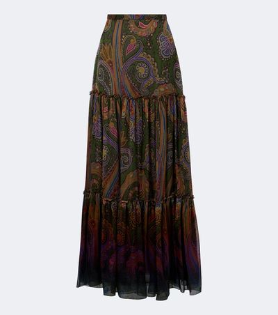 Etro Etro Paisley silk tiered maxi skirt