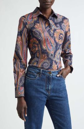 Etro Etro Paisley Stretch Cotton Button-Up Shirt