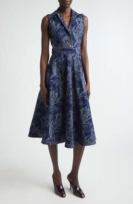 Etro Etro Paisley Stretch Denim Midi Dress