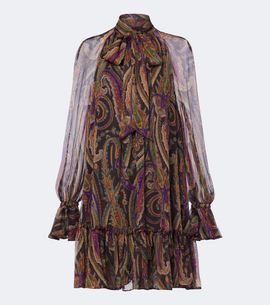 Etro Etro Paisley tie-neck silk minidress