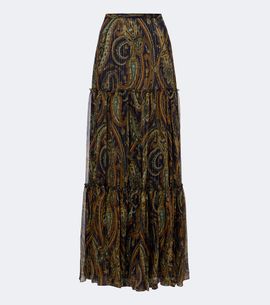 Etro Etro Paisley tiered silk-blend chiffon maxi skirt