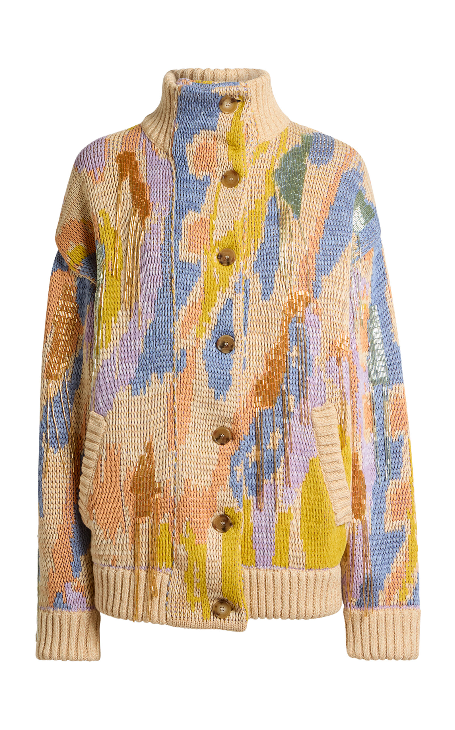Etro Etro Patterned Knit CottonBlend Sweater Jacket