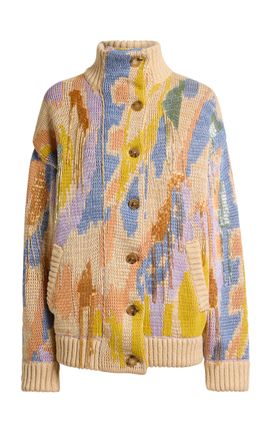 Etro Etro Patterned Knit CottonBlend Sweater Jacket