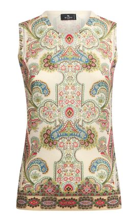 Etro Etro Patterned Knit SilkCashmere Top
