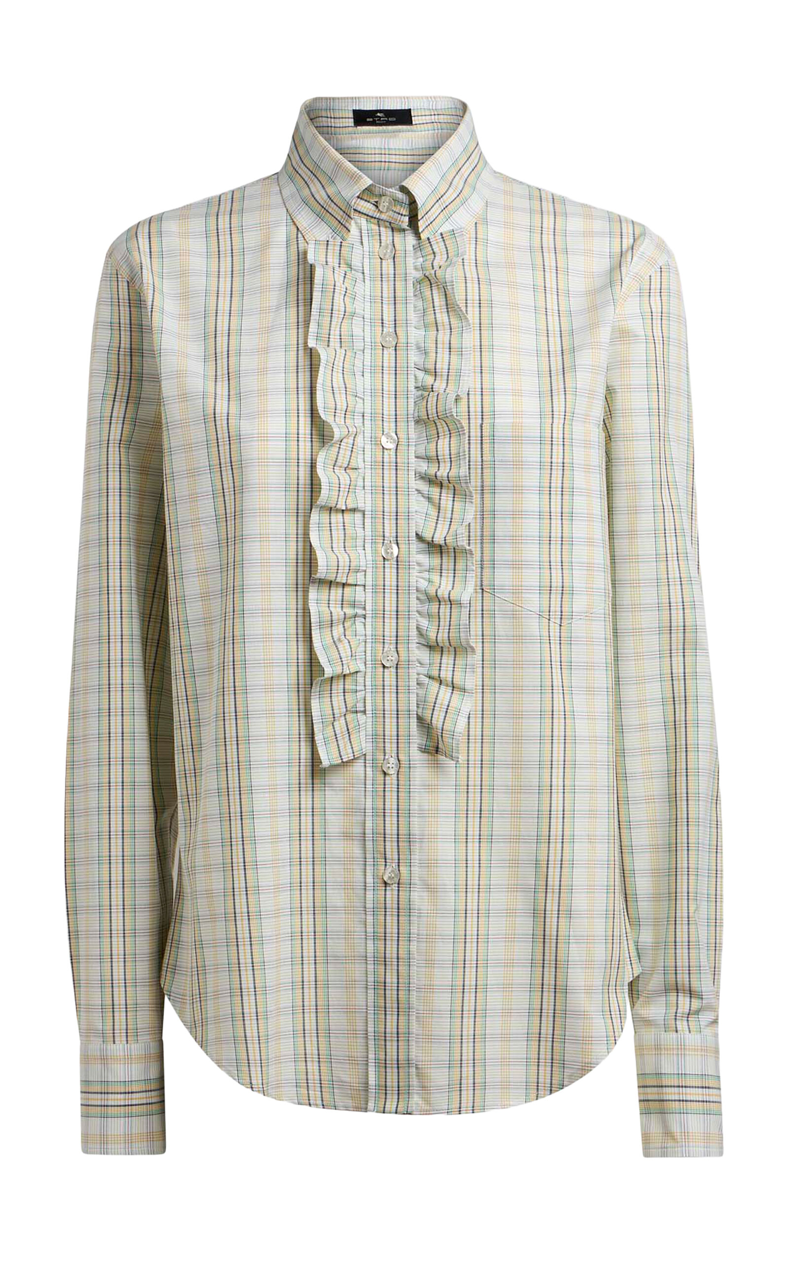Etro Etro Plaid Ruffled Cotton Shirt
