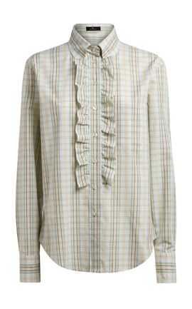 Etro Etro Plaid Ruffled Cotton Shirt