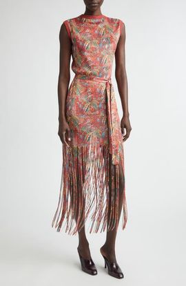 Etro Etro Print Fringe Sweater Dress