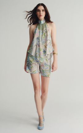 Etro Etro Printed Crepe Halter Top