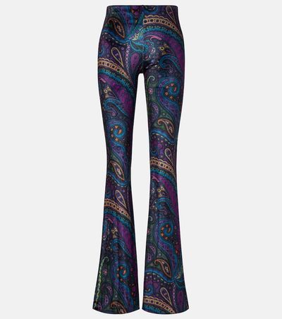Etro Etro Printed high-rise velvet flared pants