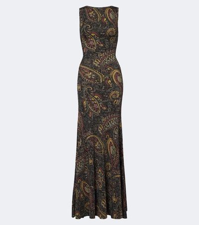 Etro Etro Printed ribbed-knit maxi dress
