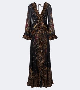 Etro Etro Printed ruched silk maxi dress