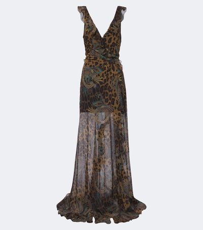 Etro Etro Printed ruffled seersucker gown