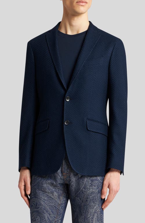 Etro Etro Roma Navy Textured Cotton Knit Blazer