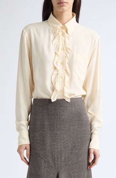 Etro Ruffle Button Down Silk Blend Shirt