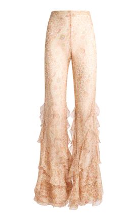 Etro Etro Ruffled Silk Flared Pants