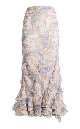 Etro Etro Ruffled Silk Midi Skirt