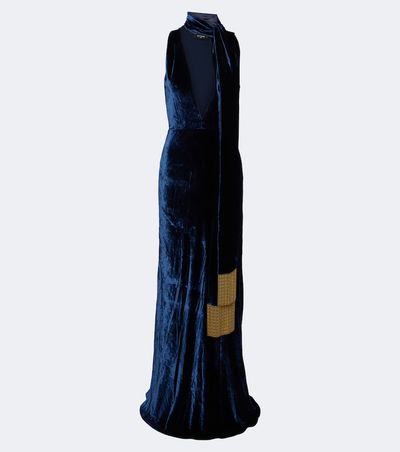 Etro Etro Scarf-detail velvet gown