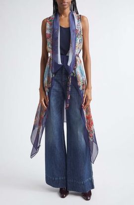 Etro Etro Scarf Print Long Silk Vest