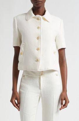 Etro Etro Short Sleeve Crop Linen Jacket