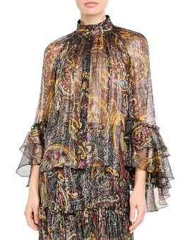 Etro Etro Silk Blend Metallic Paisley Blouse