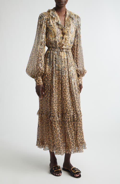 Etro Etro Silk Blend Metallic Plissé Maxi Dress