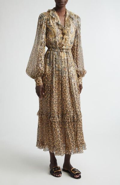 Etro Etro Silk Blend Metallic Plissé Maxi Dress