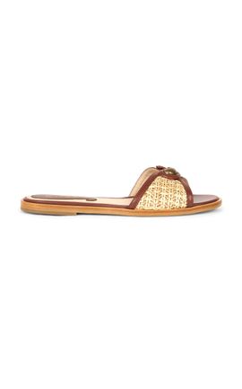 Etro Etro Straw and Leather Fondo Sandal