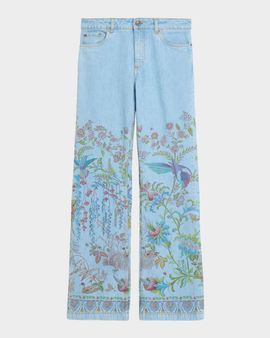 Etro Floral-Print Flared Jeans