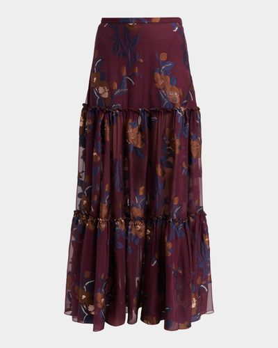 Etro Floral Embroidered Tiered Maxi Skirt