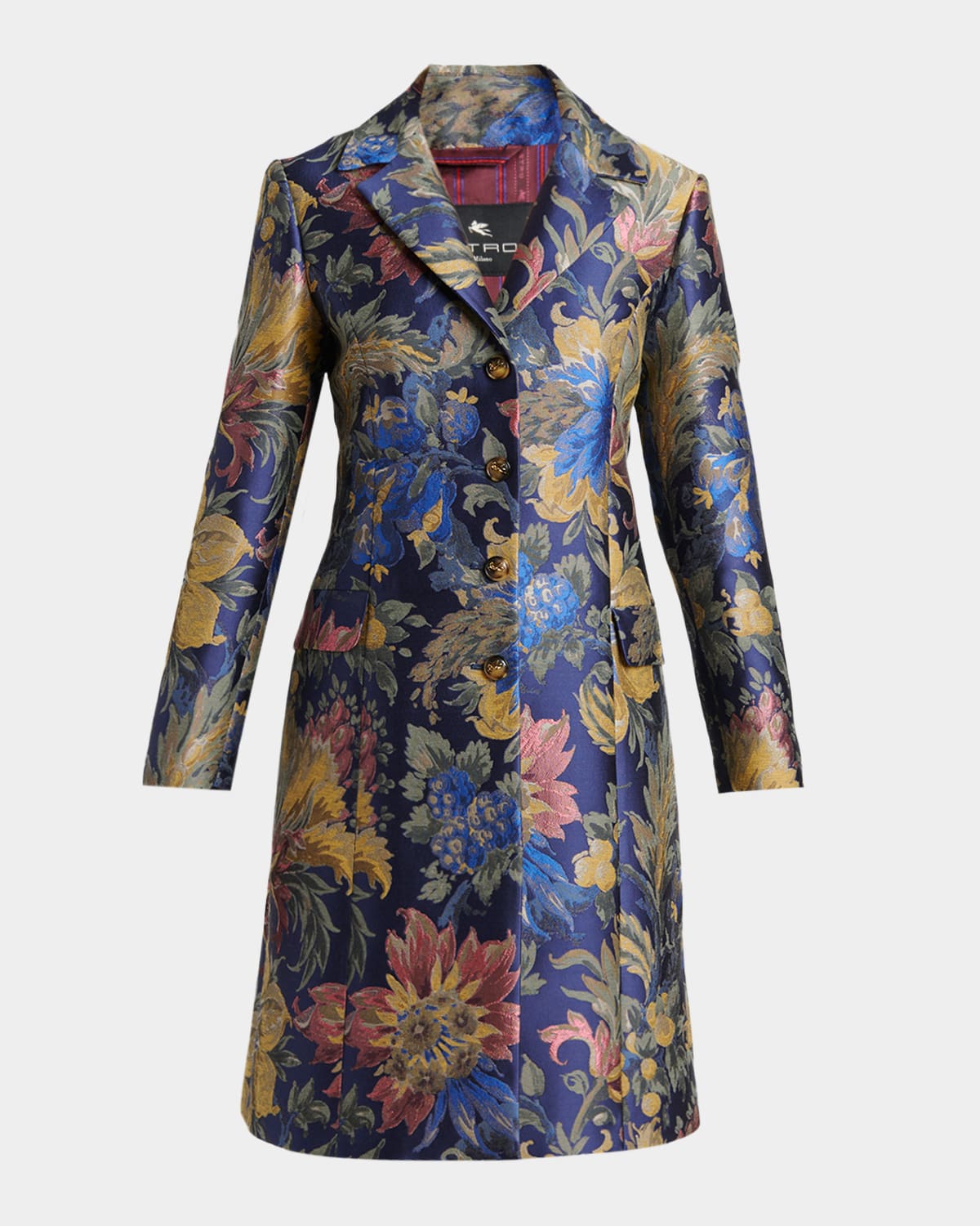Etro Floral Jacquard Single-Breasted A-Line Jacket
