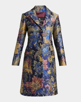 Etro Floral Jacquard Single-Breasted A-Line Jacket