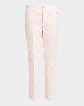 Etro Floral Jacquard Straight-Leg Ankle Trousers