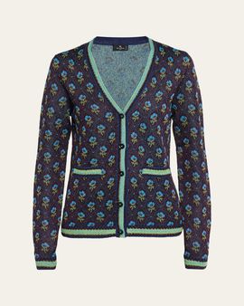 Etro Floral Knit V-Neck Cardigan