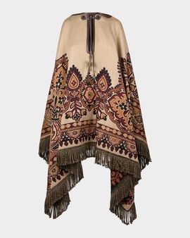 Etro Floral Paisley Wool-Blend Jacquard Cape