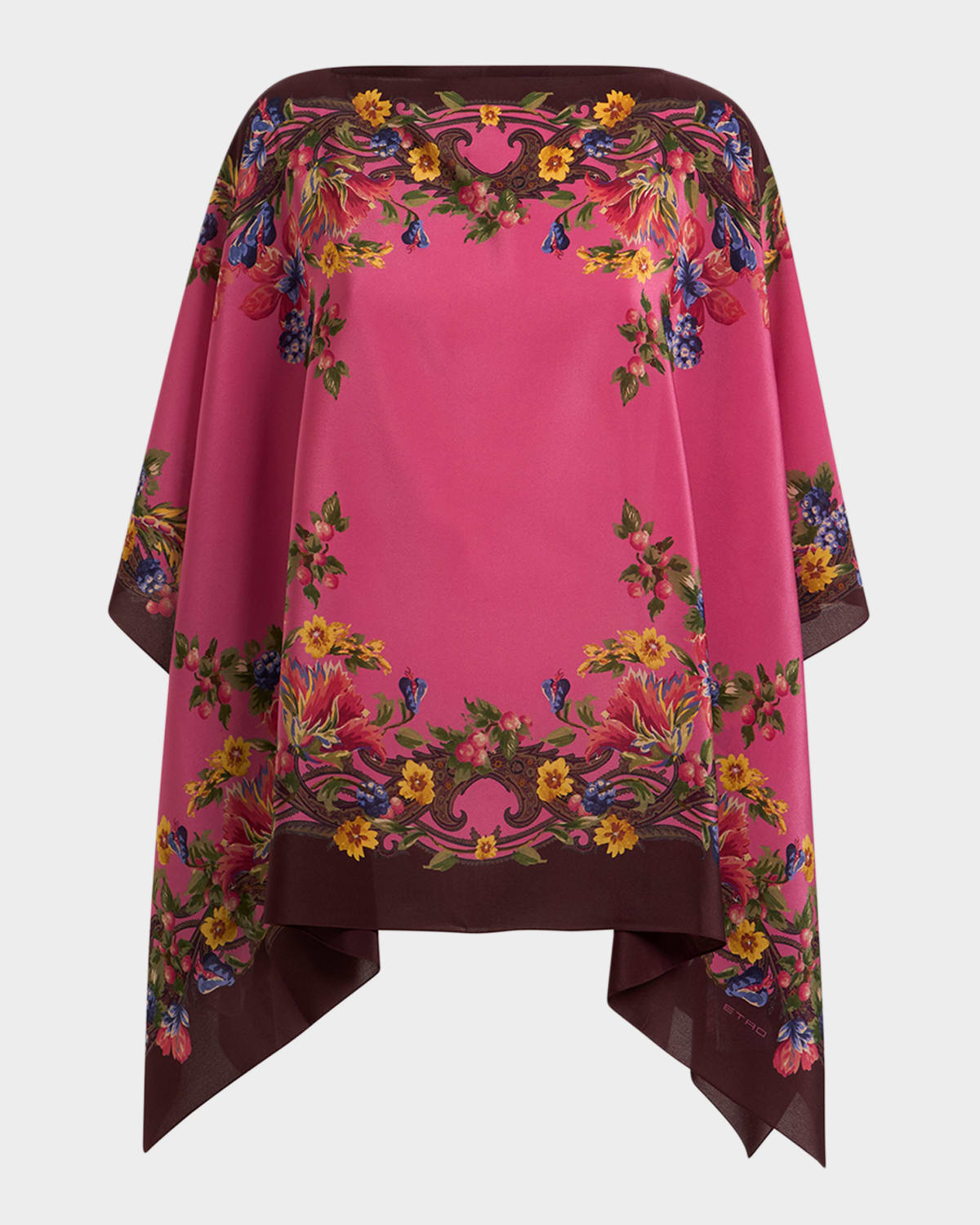 Etro Floral Silk Poncho Top