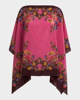 Etro Floral Silk Poncho Top