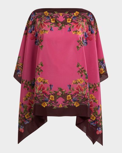 Etro Floral Silk Poncho Top
