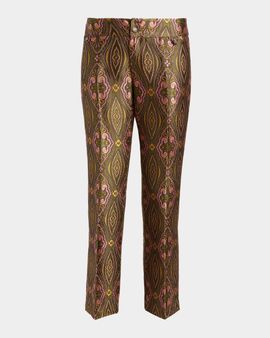 Etro Geo Brocade Straight-Leg Ankle Trousers